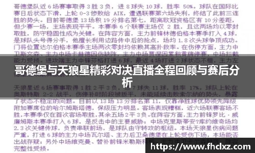 哥德堡与天狼星精彩对决直播全程回顾与赛后分析